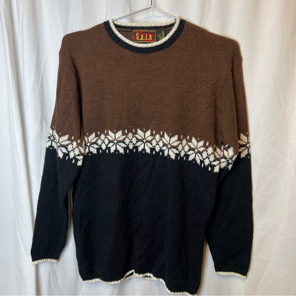 Brown and Black Snowflake 100% Acrylic Sweater